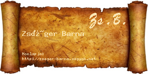 Zséger Barna névjegykártya